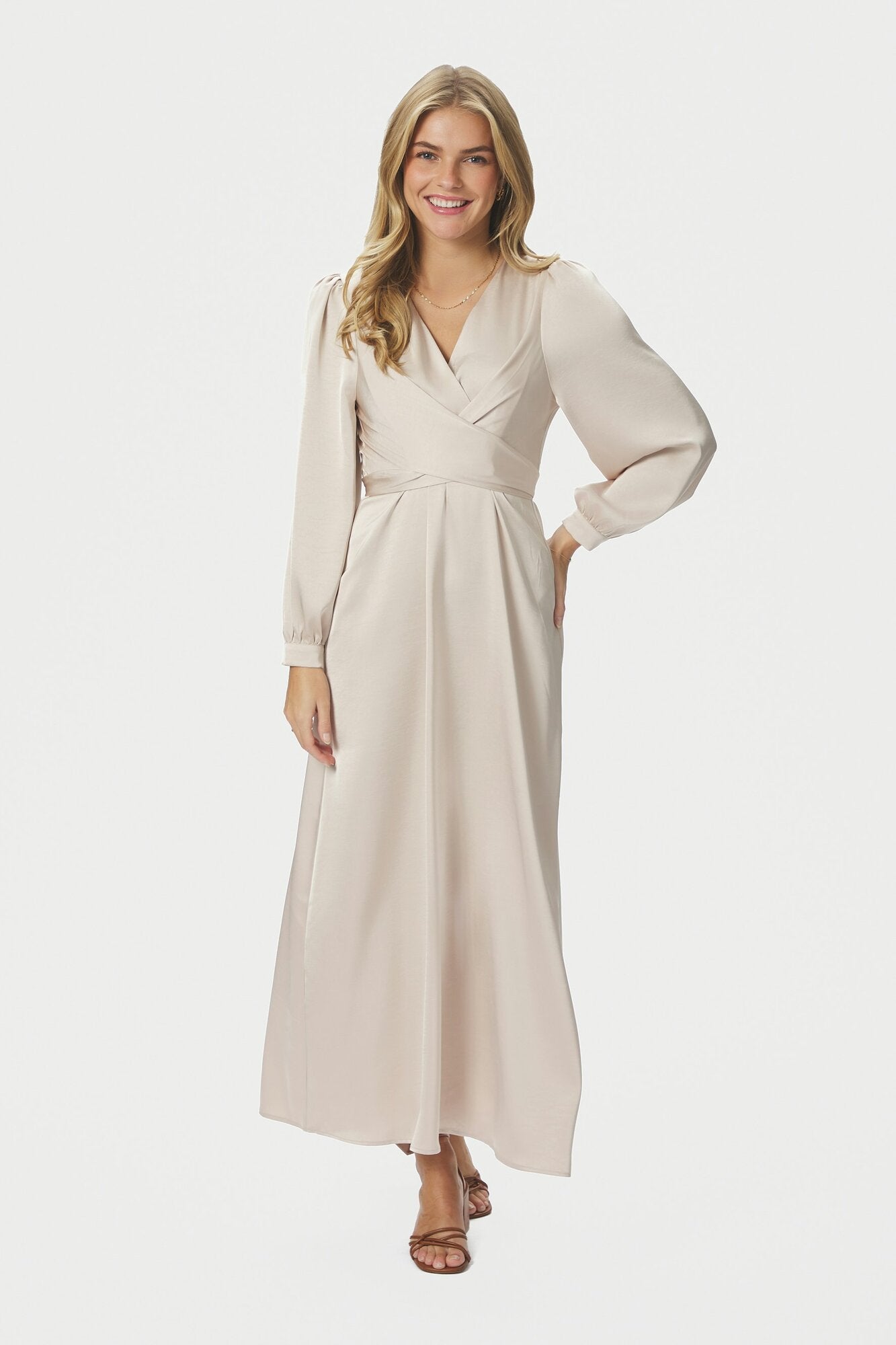 Bretti Heavy Sateen kjole - Champagne